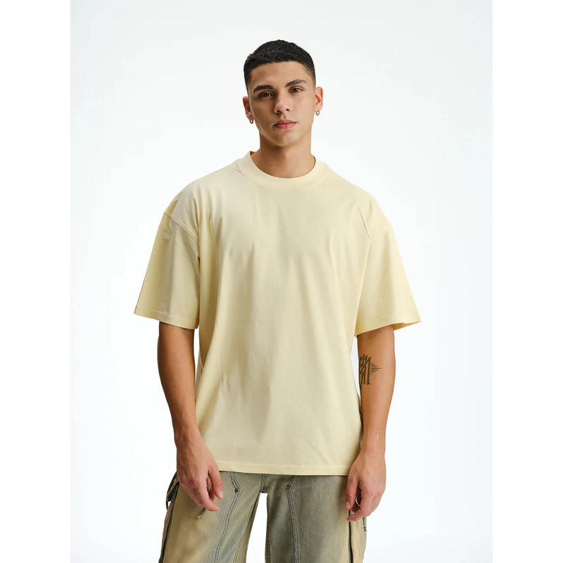 Bonkers Corner Solid Pastel Yellow Soft Jersey Oversized T-Shirt (XS)