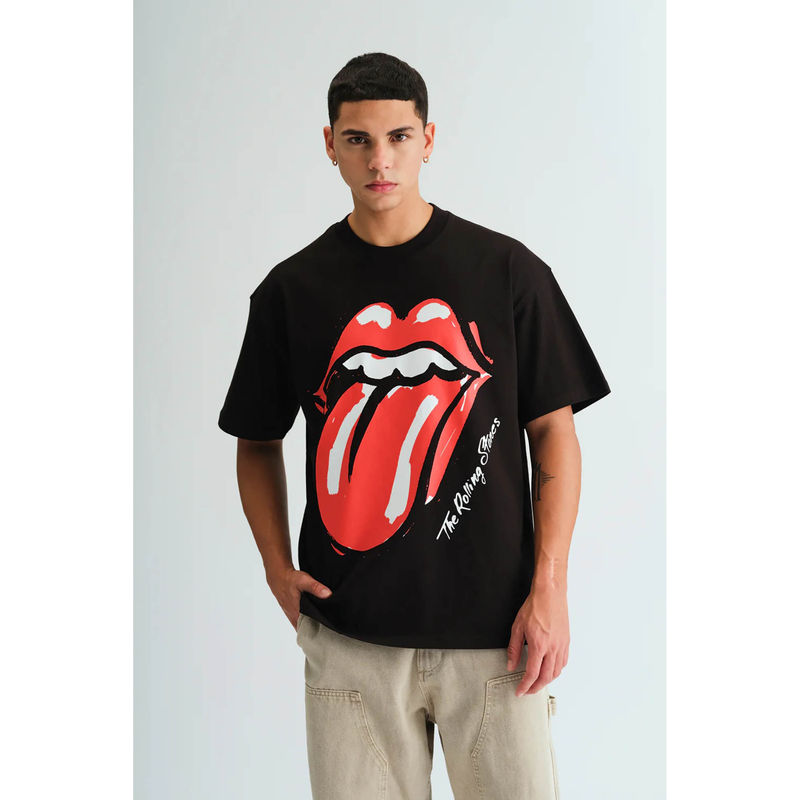 Bonkers Corner Black Rolling Stones Oversized T-shirt (XS)