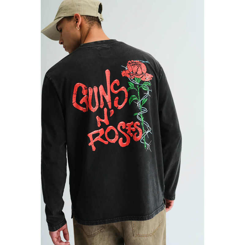 Bonkers Corner Black Guns N Roses Full Sleeves T-shirt (L)