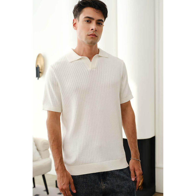 Bonkers Corner Ivory Knit Polo T-shirt (XS)
