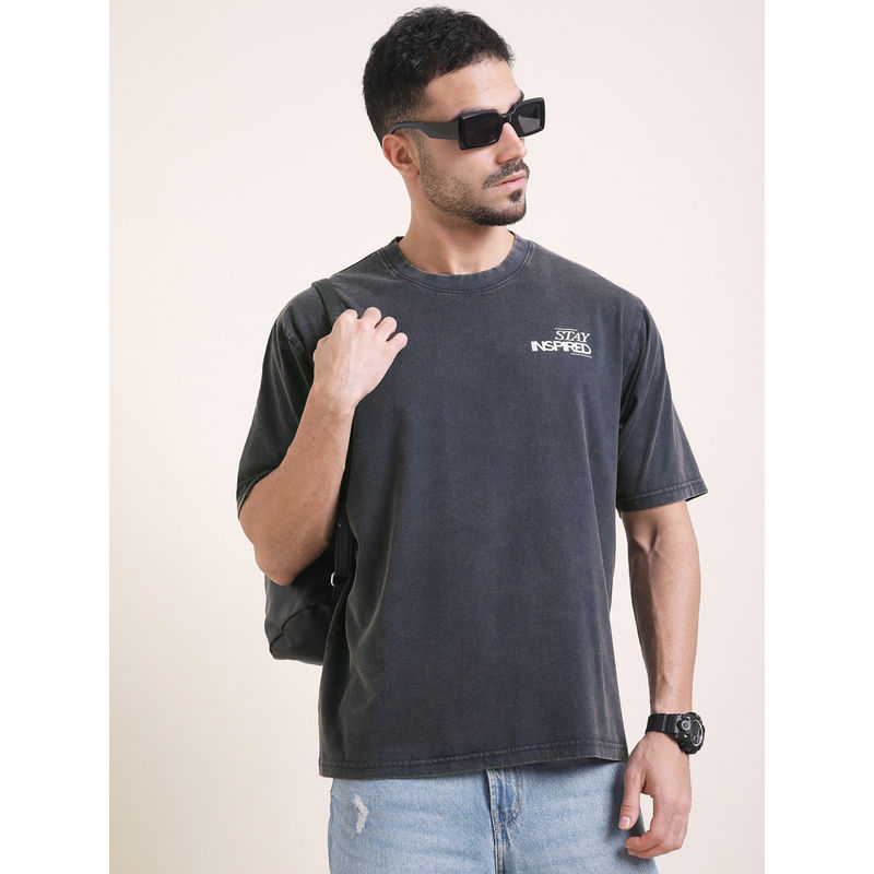 DILLINGER Mens Navy Blue Oversized Short Sleeve Acid Washed T-Shirt (L)