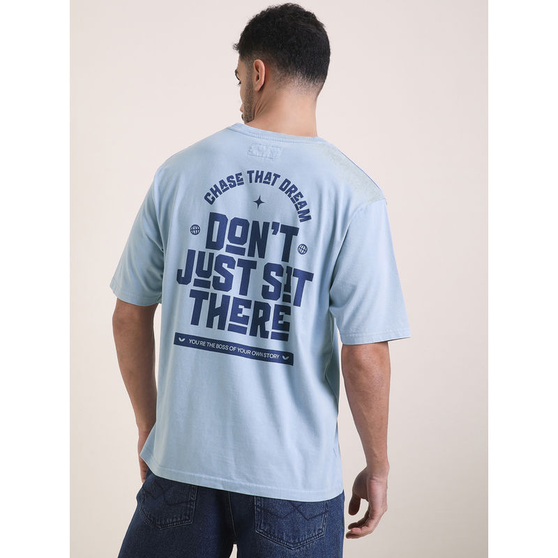 Difference of Opinion Mens Blue Oversized Acid Wash T-Shirt (M)