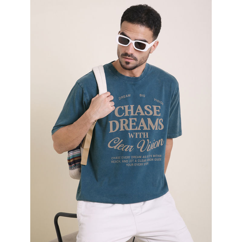 Difference of Opinion Mens Blue Oversized Acid Wash T-Shirt (M)