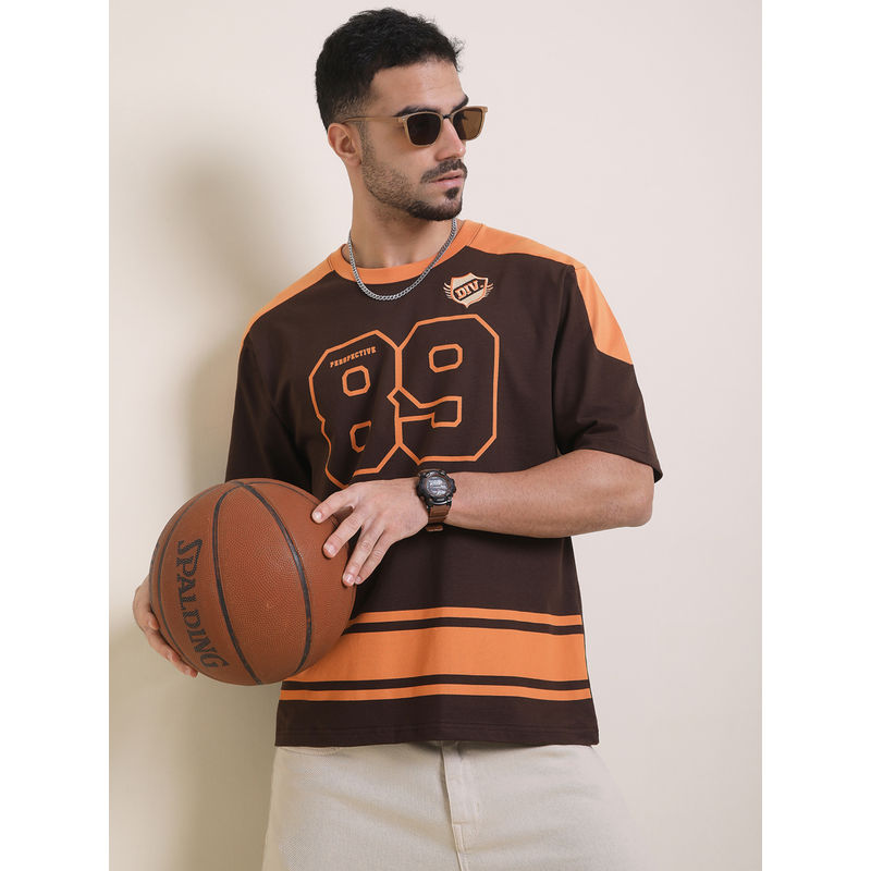 Difference of Opinion Mens Brown Oversized Short Sleeve Printed T-Shirt (M)