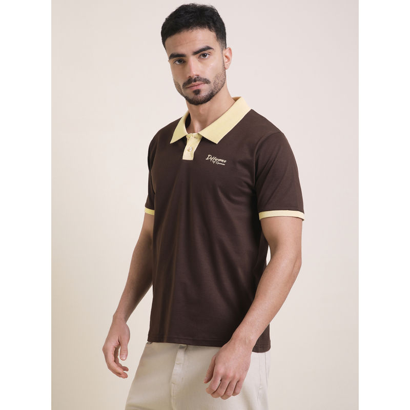 Difference of Opinion Mens Brown Relaxed Fit Polo T-Shirt (L)