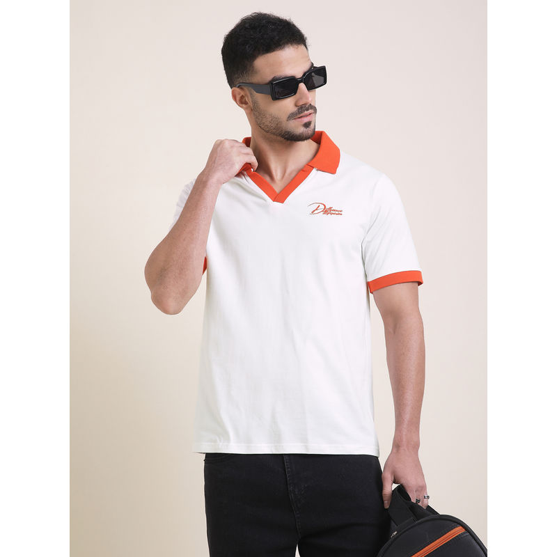 Difference of Opinion Mens White Relaxed Fit Embroidery Polo T-Shirt (M)