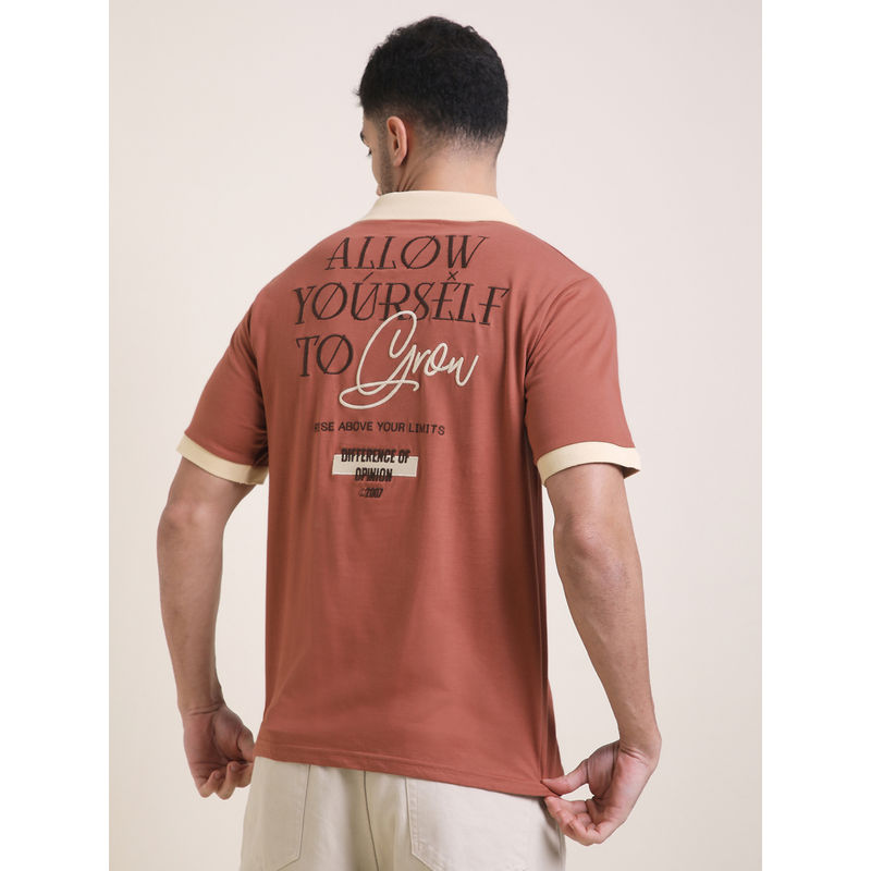 Difference of Opinion Mens Rust Relaxed Fit Embroidery Polo T-Shirt (L)