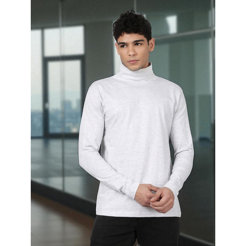 Kryptic Men Grey Cotton Solid Full Sleeve T-Shirt (2XL)