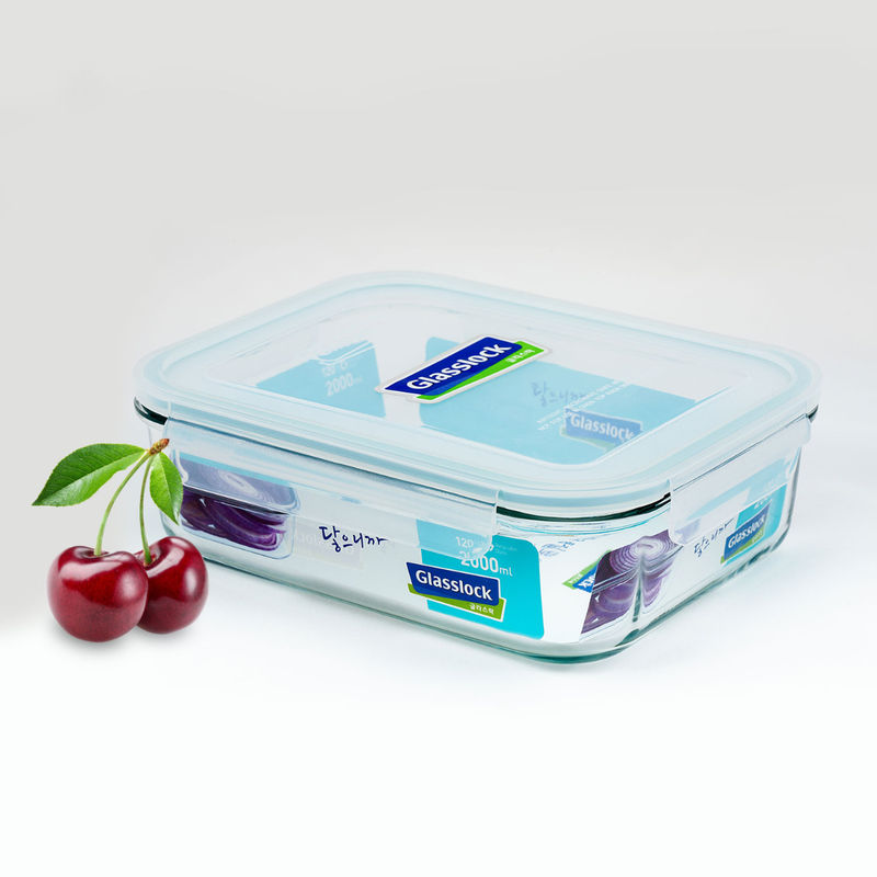 Glasslock Contenitore In Vetro Rettangolare 2000ml - Ermetico, Adatto A Microonde E Lavastoviglie, Eco-friendly