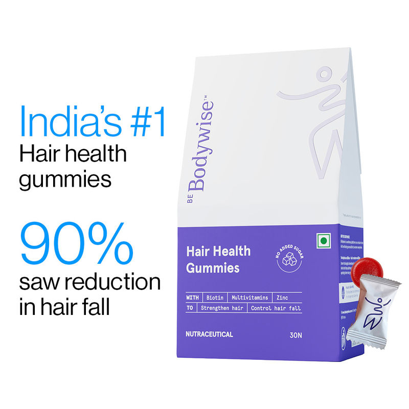 Be Bodywise Biotin Hair Gummies - Zinc, Fibre, Multivitamin For Stronger Hair, Nails -No Added Sugar