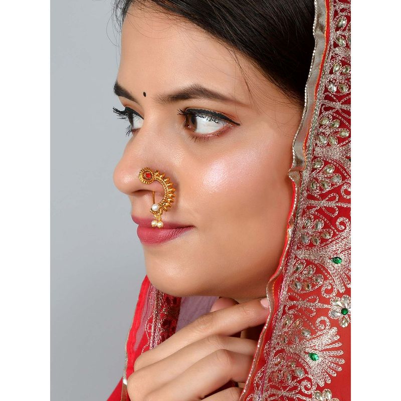 Silvermerc Designs Red Marathi Spiked Nose Pin Buy Silvermerc Designs