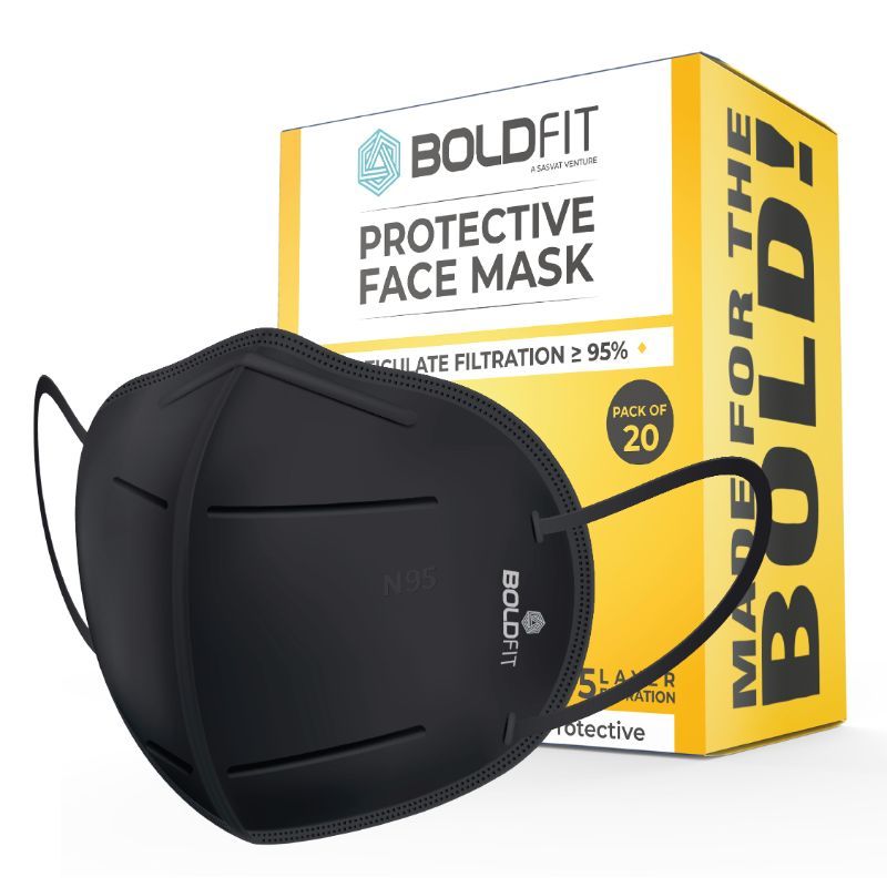 Boldfit N95 Mask For Men & Women 5 Layer Pack Of 20 (Black) Buy