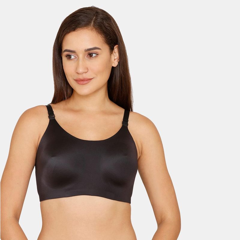 Zivame Mircale Series Non-Wired Super Support Bra - Jet Black Black (36DD)