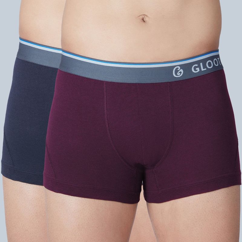 GLOOT Butter Blend Cotton Trunk with No Itch Elastic and Anti Odour GLI019 Multicolor (Pack of 2) (M)