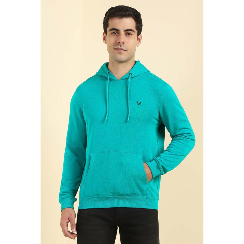 Allen Solly Men Turquoise Hooded Neck Full Sleeves Casual Hoodie (M)