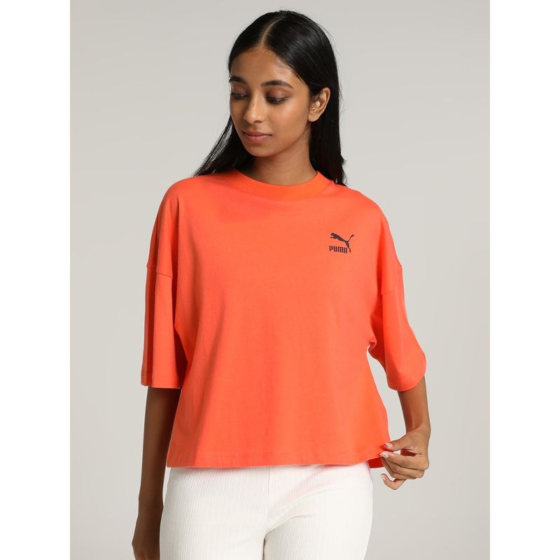 Puma CLASSICS Oversized Women Orange T-Shirt (XL)