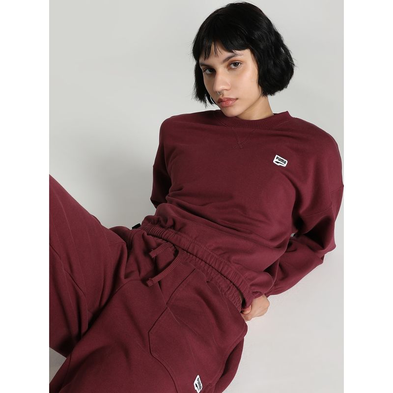 Puma DOWNTOWN Oversized Crew Women Purple Sweatshirt (L)
