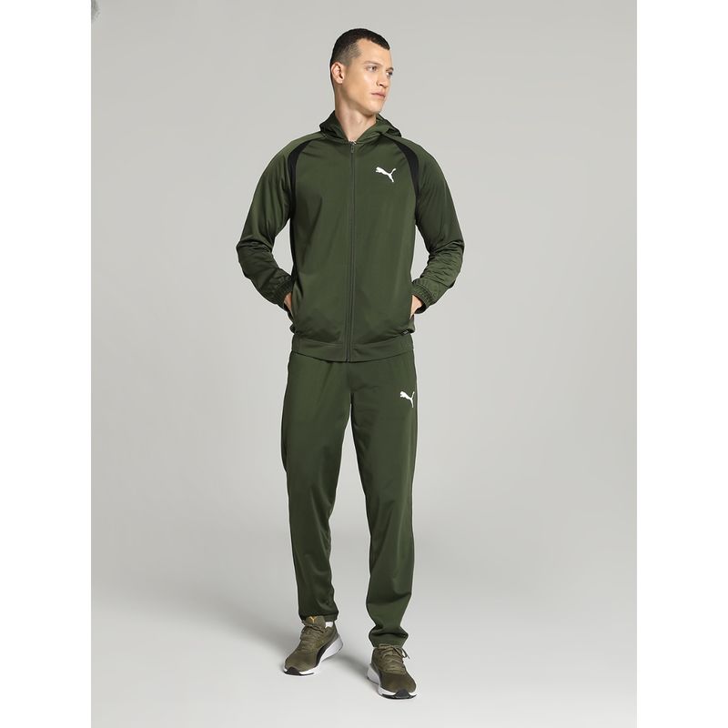 Puma Poly Men Green Track Suit (Set of 2) (S)