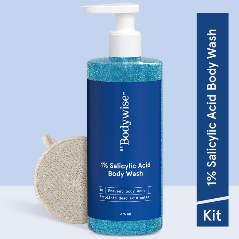 Be Bodywise 1% Salicylic Acid Body Wash with Loofah for Deep Cleaning, Acne Prevention & Exfoliation