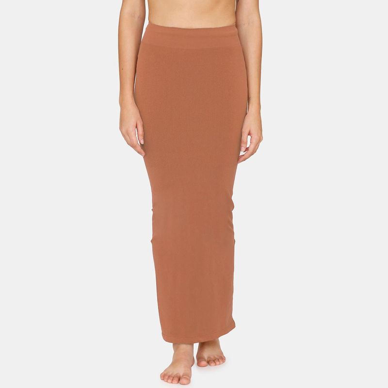 Zivame Seamless All Day Mermaid Saree Shapewear With Removable Drawcord - Brown1 (XL)