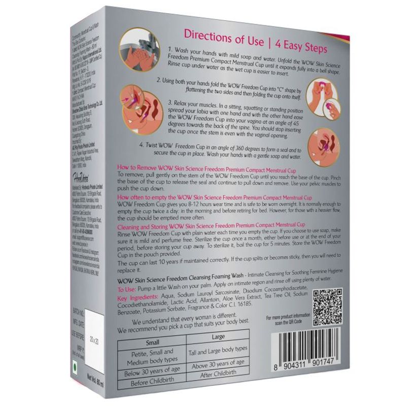 Wow Freedom Reusable Menstrual Cup And Wash Pre Childbirth Small Above 30 Years Review Nykaa