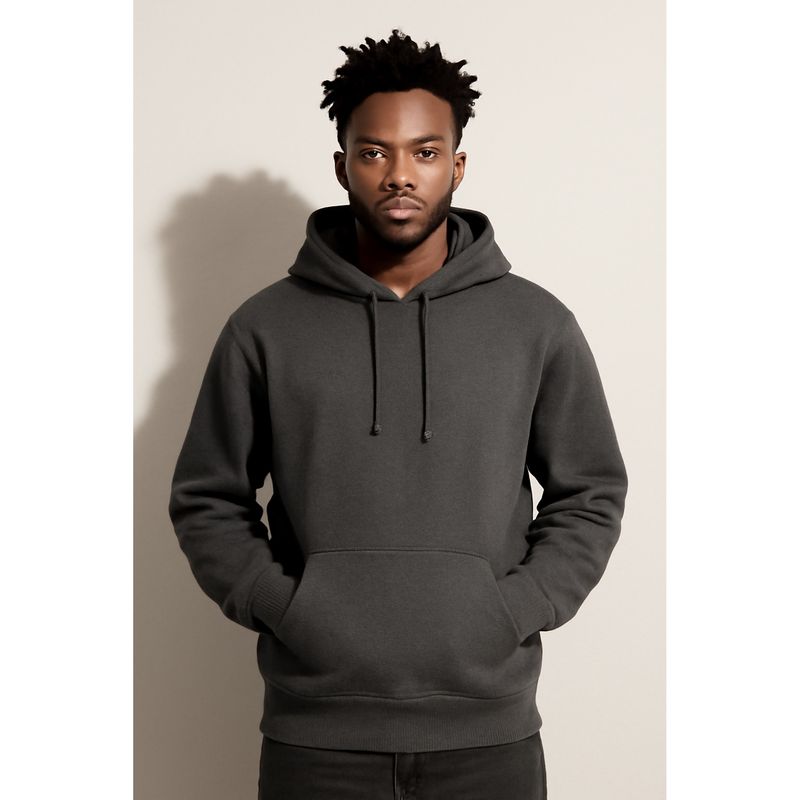 Parcel Yard Solid Grey Hooded Drawstring Hood Casual Men Hoodie (XL)