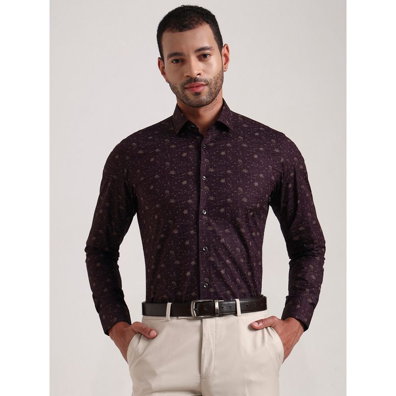 Wyre Men Maroon Pure Cotton Printed Slim Fit Party Wear Shirt (39)