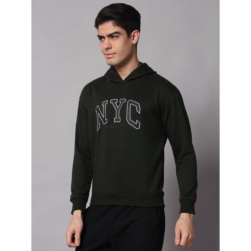 Obaan Men Winter Wear Black Typography Hoodies (M)