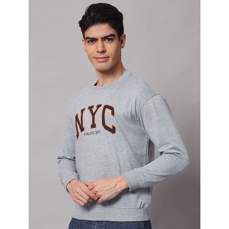 Obaan Men Winter Wear Grey Typography Sweatshirt (M)