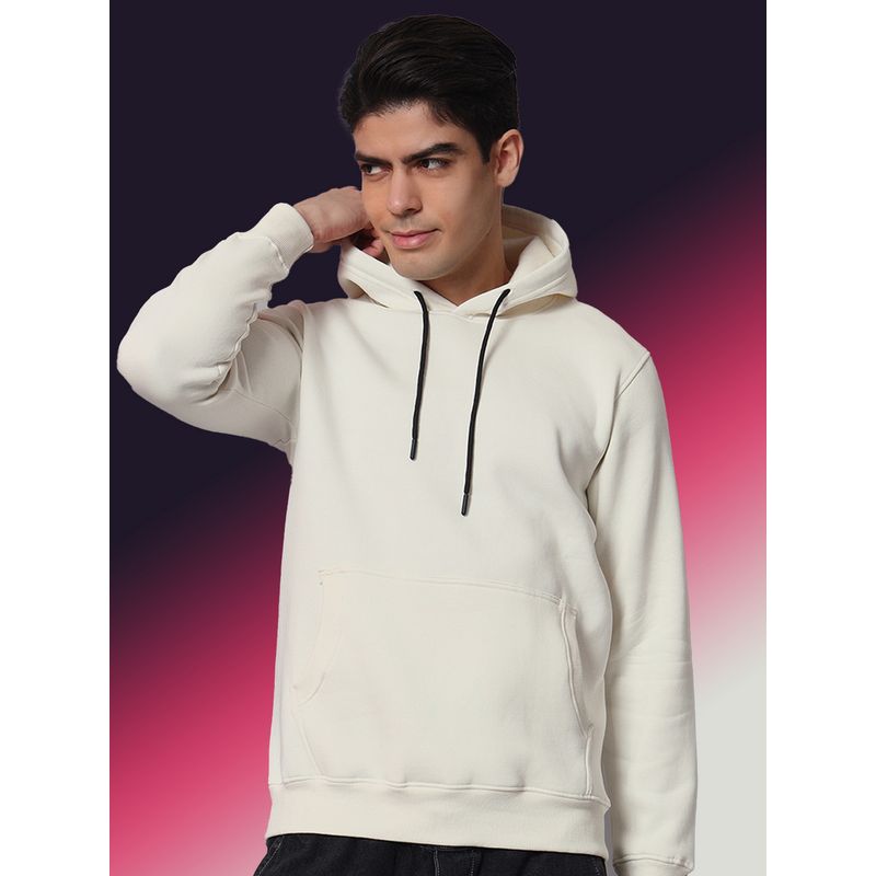 Obaan Men Winter Wear White Solid Hoodie (M)