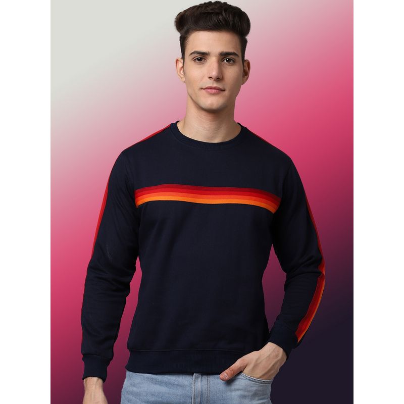 Obaan Men Winter Wear Black Stripes Sweatshirt (M)