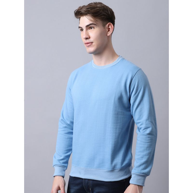 Obaan Men Winter Wear Blue Solid Round Neck Sweatshirt (M)