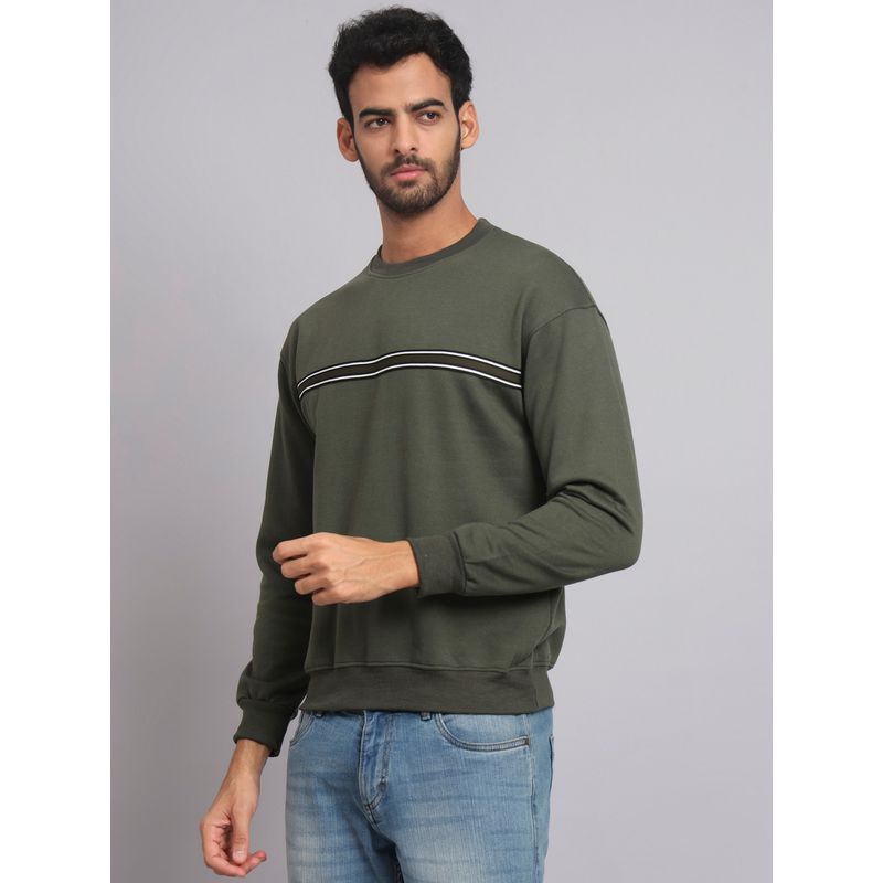 Obaan Men Winter Wear Green Stripes Sweatshirt (M)