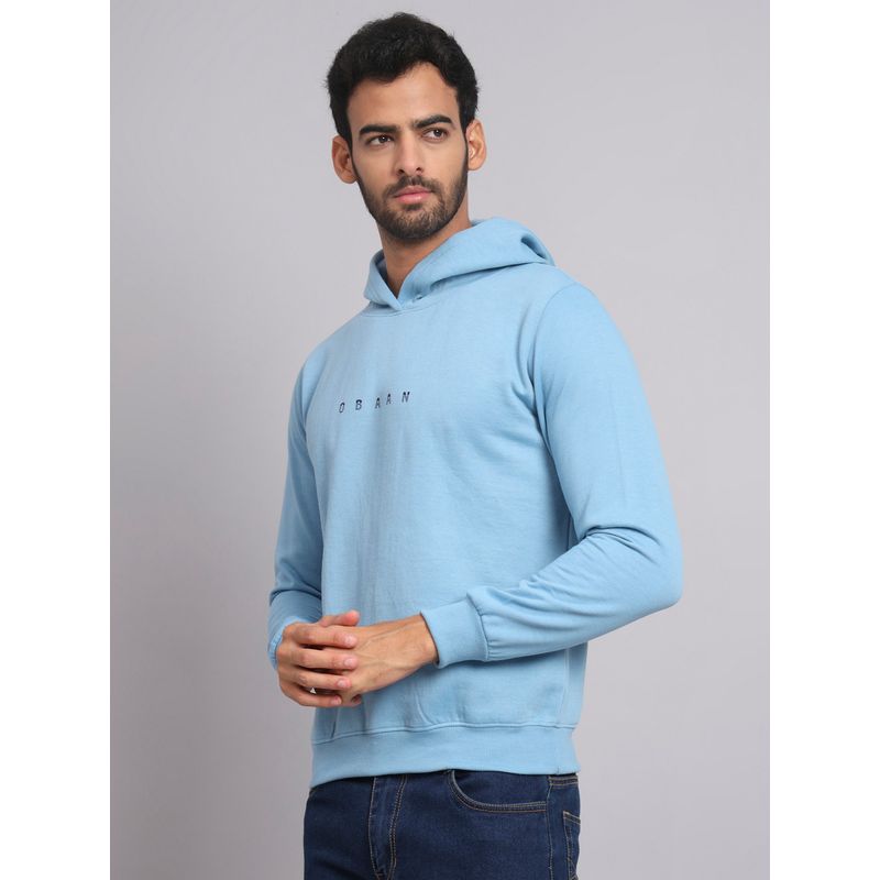 Obaan Men Winter Wear Blue Solid Hoodie (M)