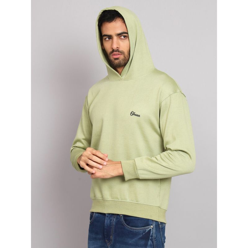 Obaan Men Winter Wear Green Solid Hoodie (M)