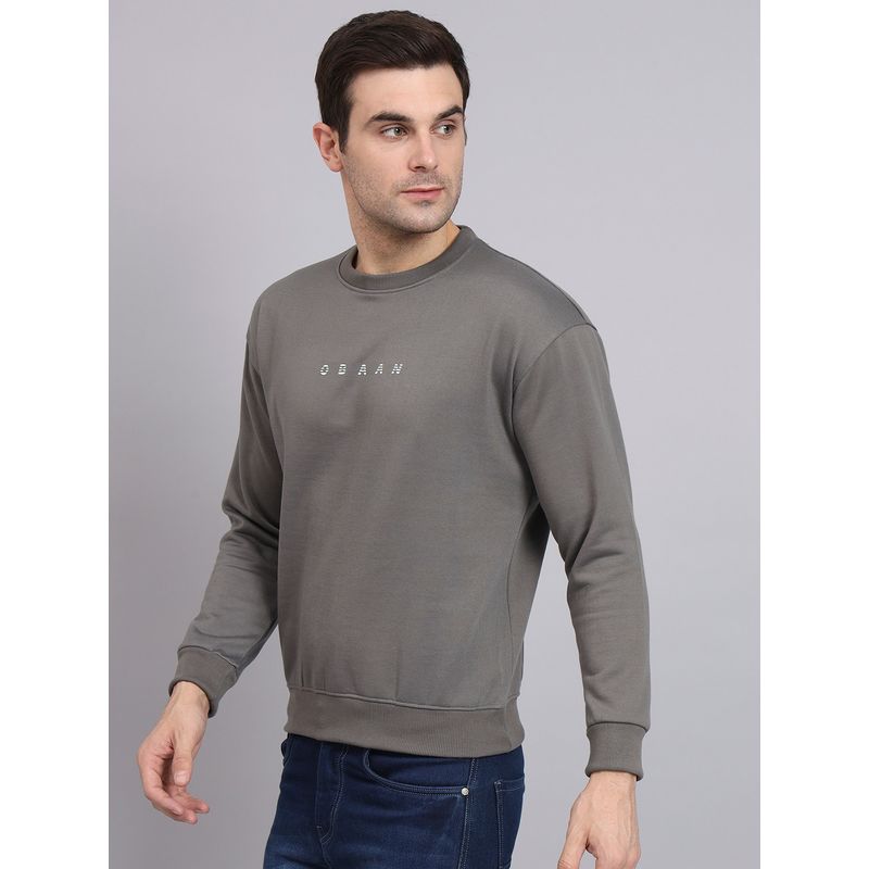 Obaan Men Winter Wear Grey Solid Sweatshirt (M)