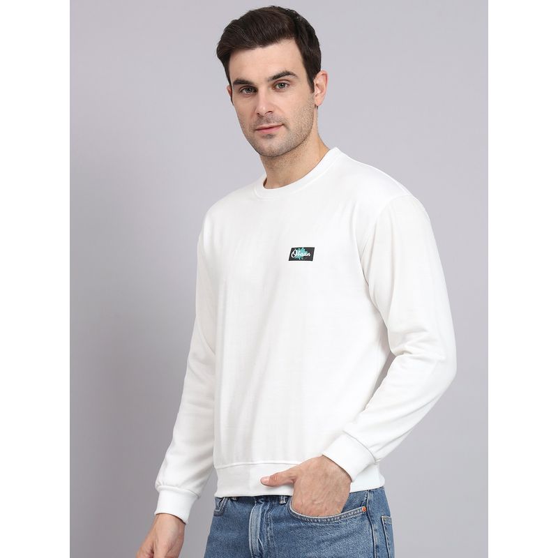 Obaan Men Winter Wear White Solid Sweatshirt (M)