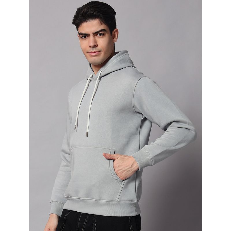 Obaan Men Winter Wear Grey Solid Hoodie (M)