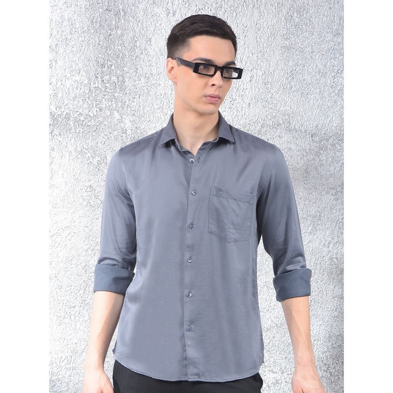CRIMSOUNE CLUB Men Grey Casual Shirt (L)