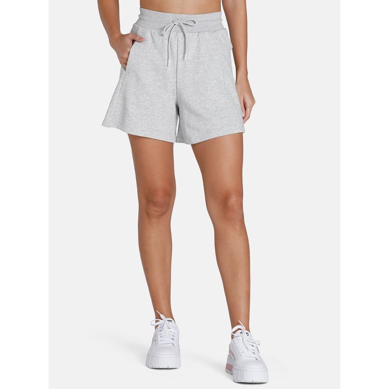 Puma Power Colorblock High-Waist Womens Grey Shorts (M)