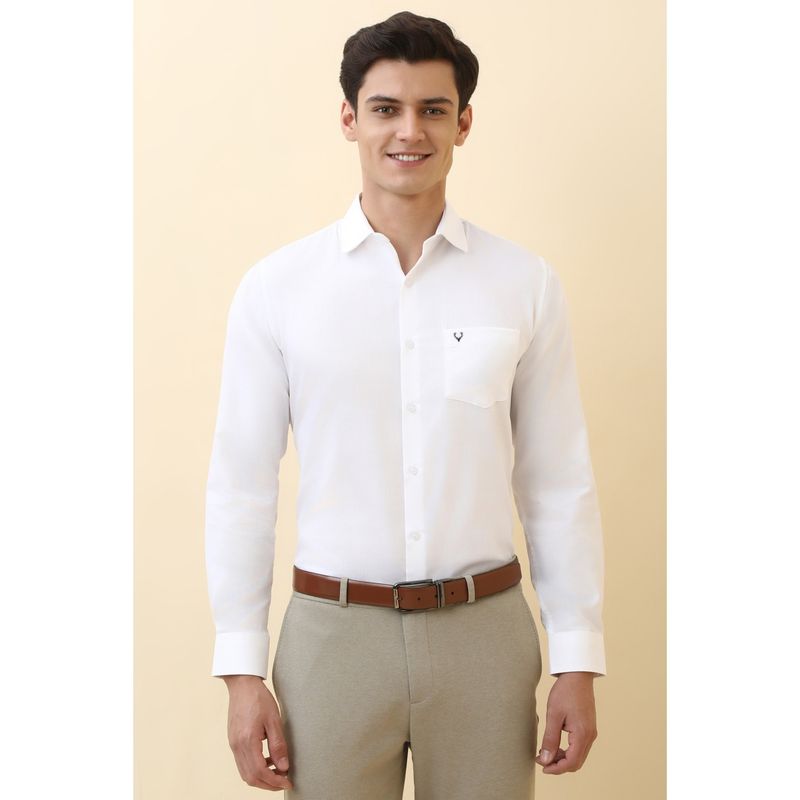 Allen Solly Men White Solid Full Sleeves Formal Shirt (40)