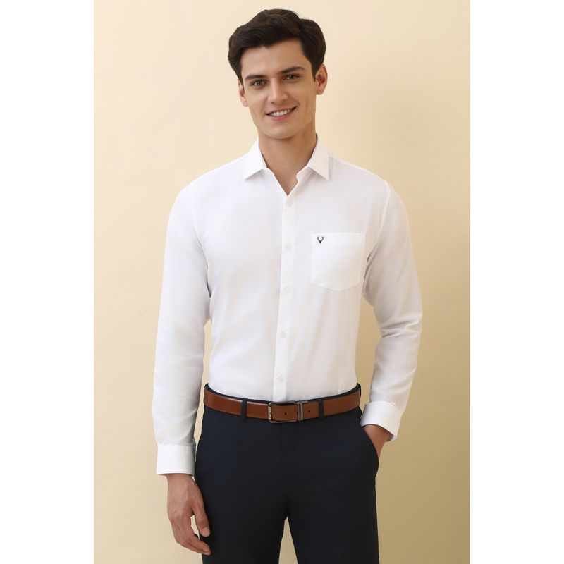 Allen Solly Men White Solid Full Sleeves Formal Shirt (42)
