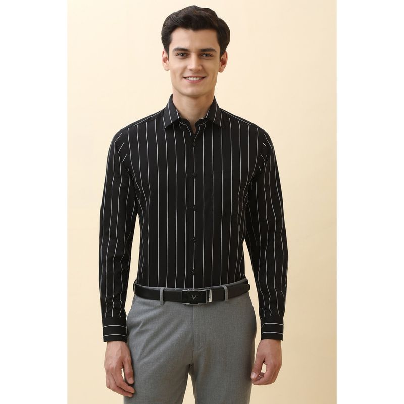 Allen Solly Men Black Stripe Full Sleeves Formal Shirt (39)