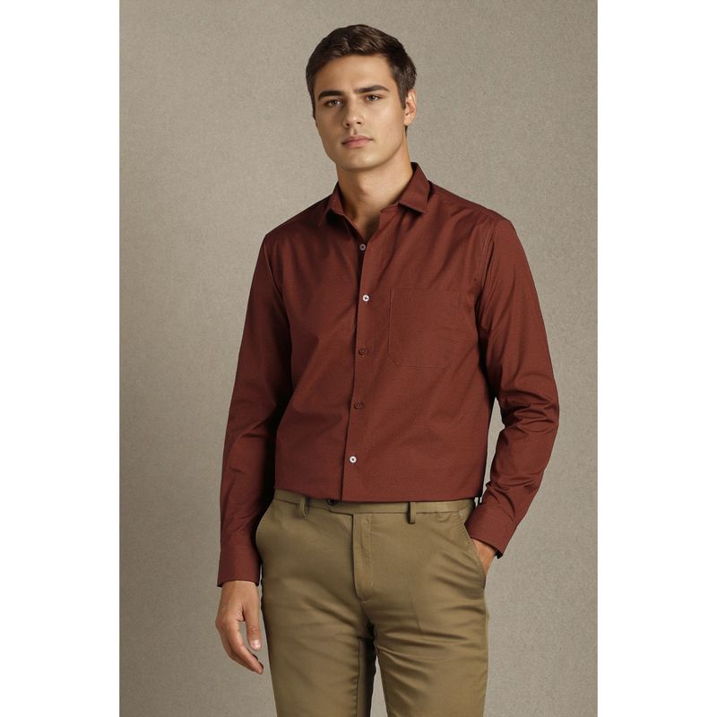 Louis Philippe Men Brown Printed Full Sleeves Formal Shirt (40)