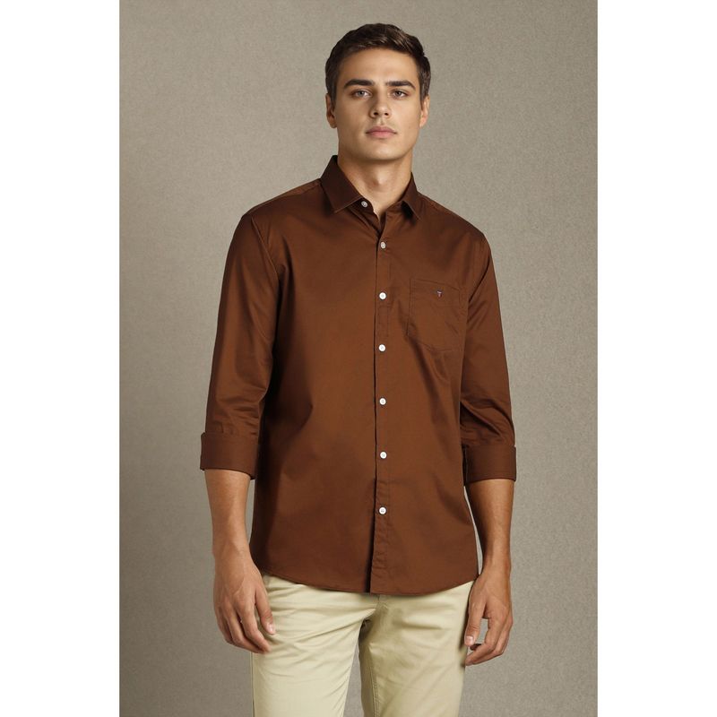 Louis Philippe Men Brown Solid Full Sleeves Casual Shirt (39)