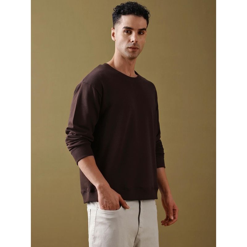 DILLINGER Men Over Sized Brown Full Sleeve T-Shirt (M)