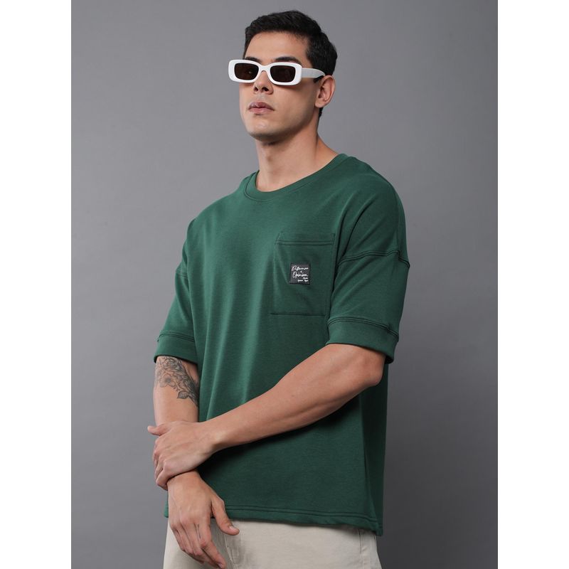 Difference of Opinion Mens Oversized Drop Shoulder Pocket Green T-Shirt (S)