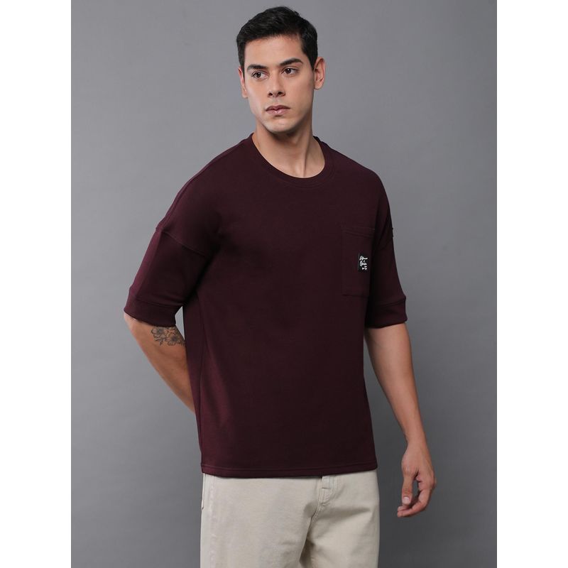 Difference of Opinion Mens Oversized Drop Shoulder Pocket Maroon T-Shirt (L)