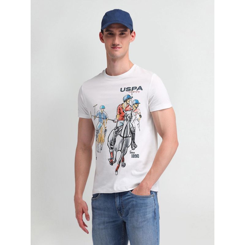 U.S. Polo Assn. Denim Co. Mens White Graphic T-Shirt (XL)