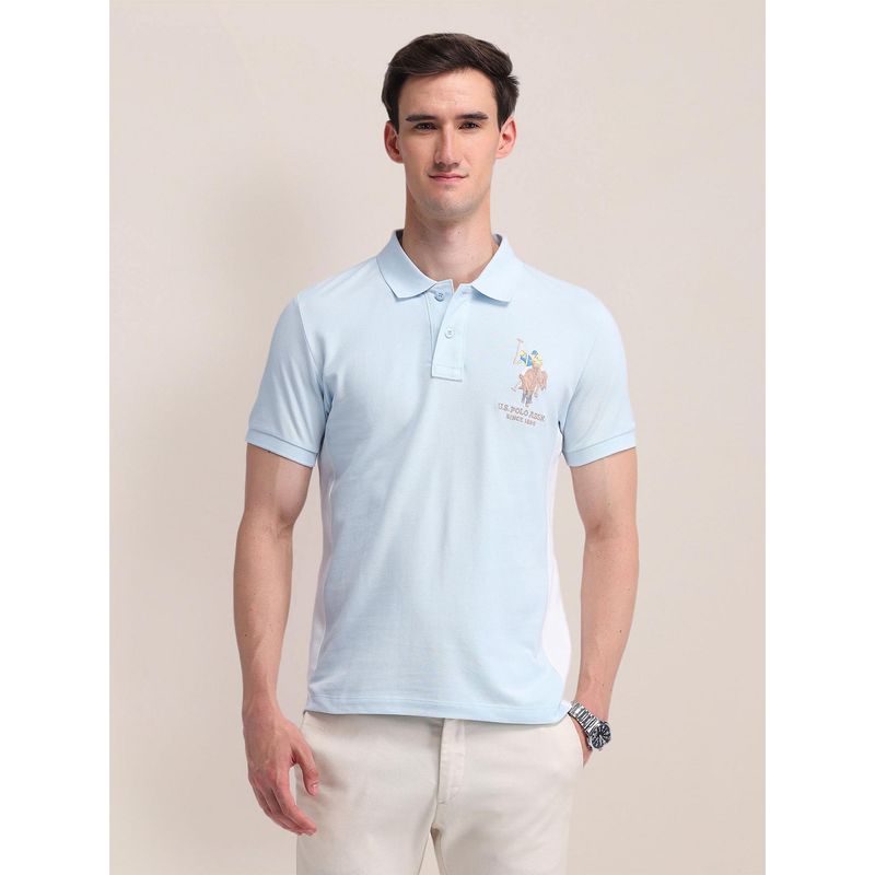 U.S. POLO ASSN. Mens Blue Solid Polo T-Shirt (L)